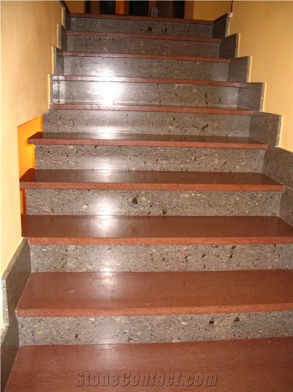 Internal Pietra Trachite Rosa Stairs