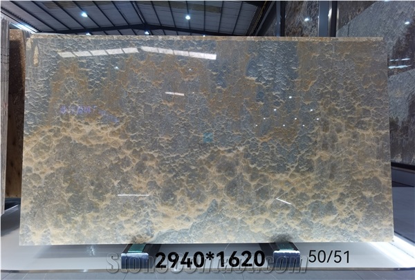 Grey/Golden Bubble Onyx Translucent Slab,Tile For Floor/Wall