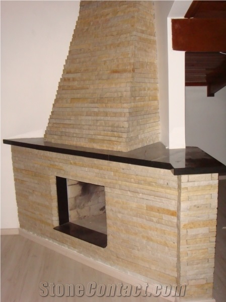Beige Bahia Travertine Fireplaces