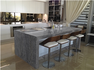 London Grey Quartzite Vein Cut Kitchen Top, Island Tops