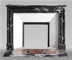 Black Marquina Marble Fireplace Mantel