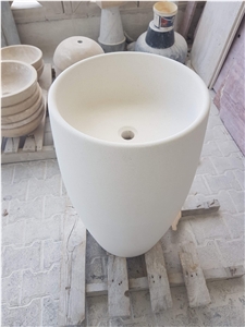 Myra Limestone Sink- Pedestal Wash Basin