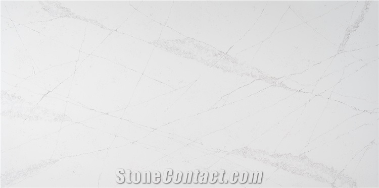 Popular Calacatta White Quartz Slab Polished  Glossy Surface