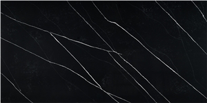 Popular Black Calacatta Quartz Slab With White Veins