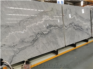 Bookmatched Natural Marble Slab Stone Grey Polished Color