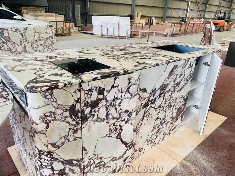 Calacatta Violet Marble Natural Marble Slab Stone With Purple Veins Grey Background