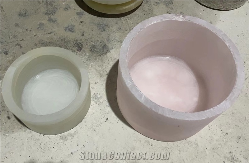 Natural Green White Pink Onyx Candle Vessel Jars