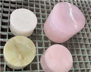 Nature Green White Pink Onyx Marble Candle Jars Stick Holder