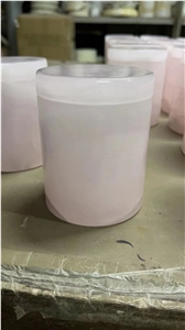 Pink Onyx Stone Candle Holder With Lid For Hot Sale