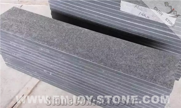 G684 Black Granite Stair Treads & Riser Flamed
