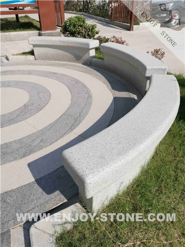 G603 White  Granite Arc Outdoor Garden Bench Honed