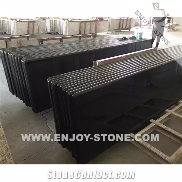 Chinese Absolutely Black Granite Kitchen Countertop Polished