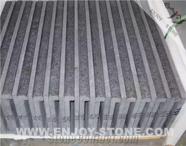 G684 Black Granite Stair Treads & Riser Flamed
