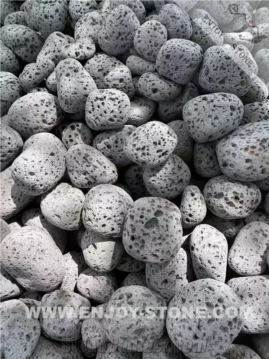 Grey Lava Stone Tumble Pebble Stone For Landscaping