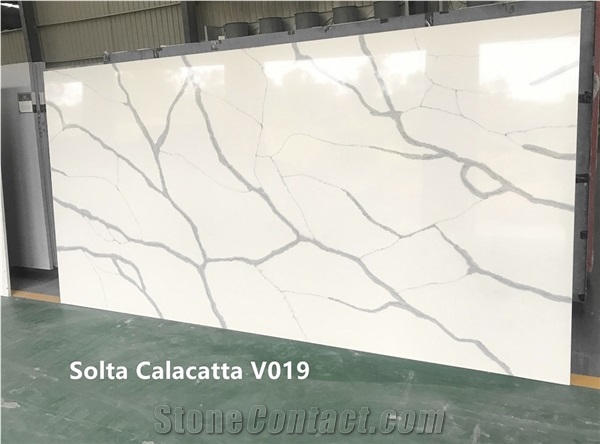 Calacatta Gold Quartz Slabs Polished Engineered Stone