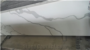 Prefab Quartz Engineered Calacatta Marble Kitchen Tops