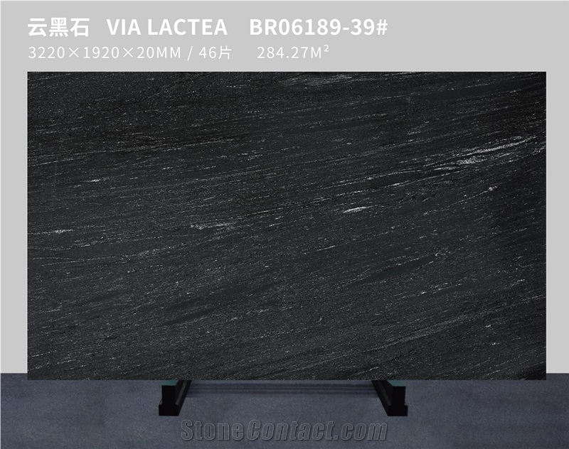 Black Via Lactea Granite Stone Big Slabs & Tiles