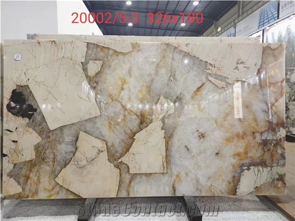 Crystal Quartzite Cafe Table Top Oval Luxury