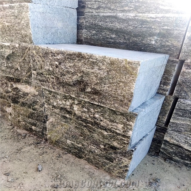 Grey Granite Nero Santiago Wall Blocks, Wall Mushroom Stone