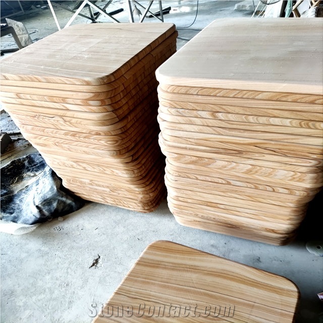 Yellow Wood Veins Sandstone Table Tops