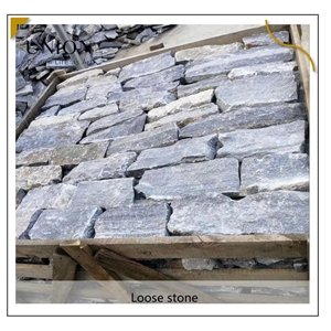 UNION DECO Blue Quartzite Loose Stone Garden Wall Covering