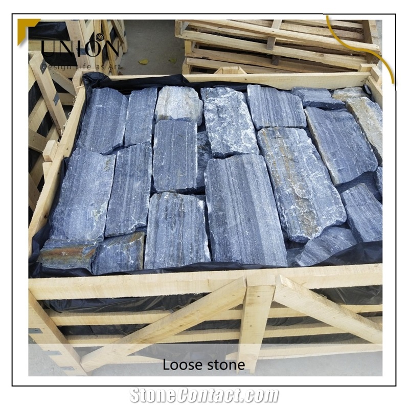 UNION DECO Blue Quartzite Loose Stone Garden Wall Covering