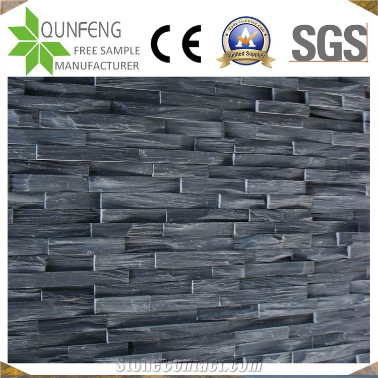 China Stone Wall Cladding Panel Black Slate Ledger