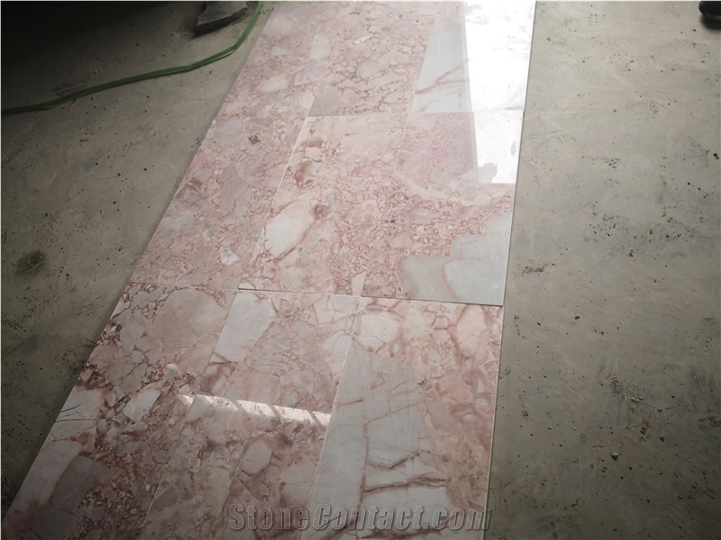 Cream Rose Pink Red Polished Marble Tiles Factory Custom