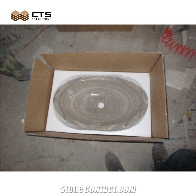 Gray Wooden Grain Marble Sink Factory Direct  Wholesale