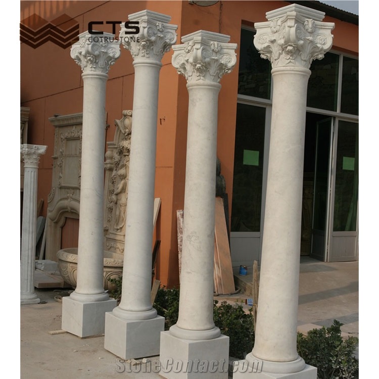 Solid Marble Colum Hand Carving Capital Custom Stigma