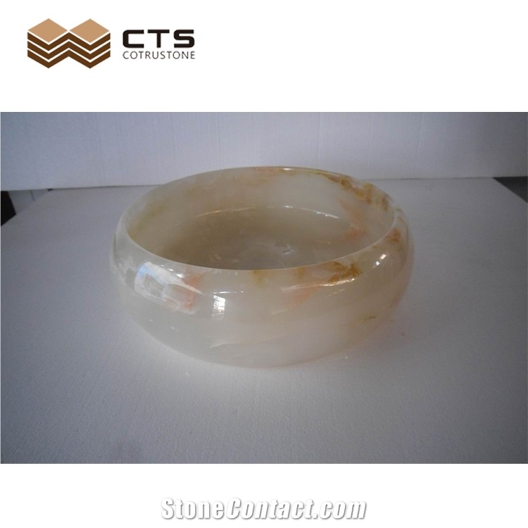 Top Quality White Onyx Oval Basin For Home Decoration
