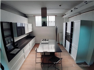 Crystal Anthracite Pure Quartz Kitchen Countertops