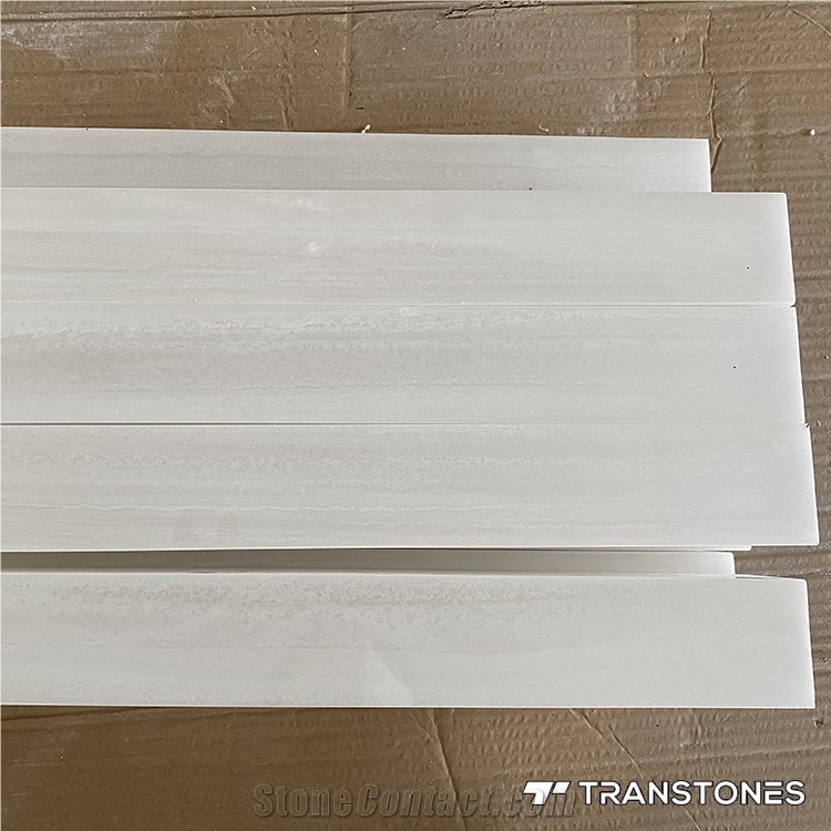 Translucent Customized White Wood Veins Alabaster Light Box