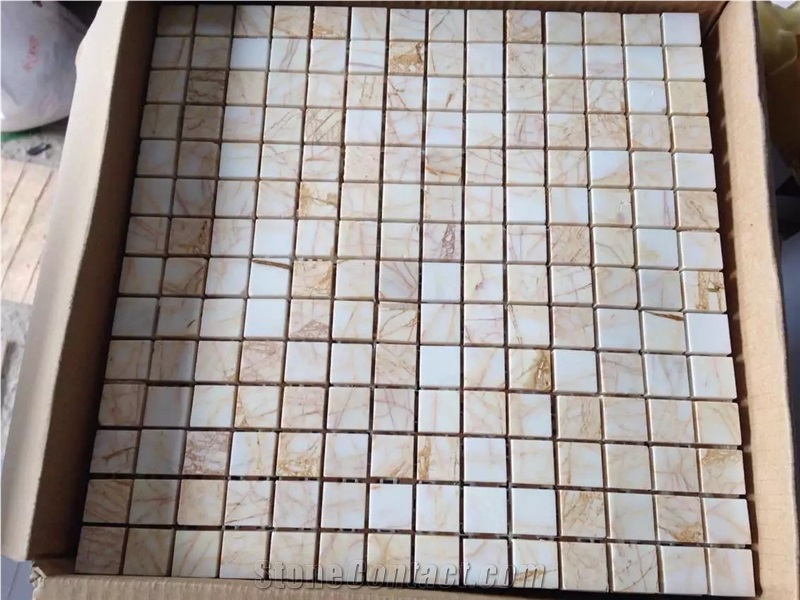 Golden Spider Marble Square Mosaic Tile