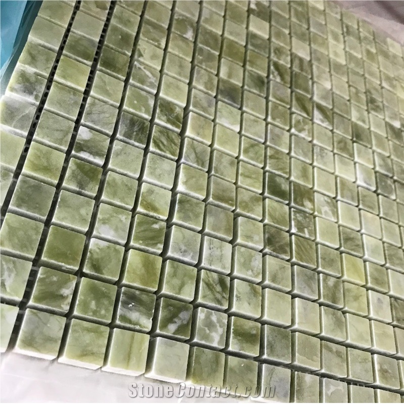 Verde Ming Dandong Green Marble Square Mosaic Tile