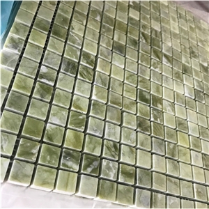 Verde Ming Dandong Green Marble Square Mosaic Tile