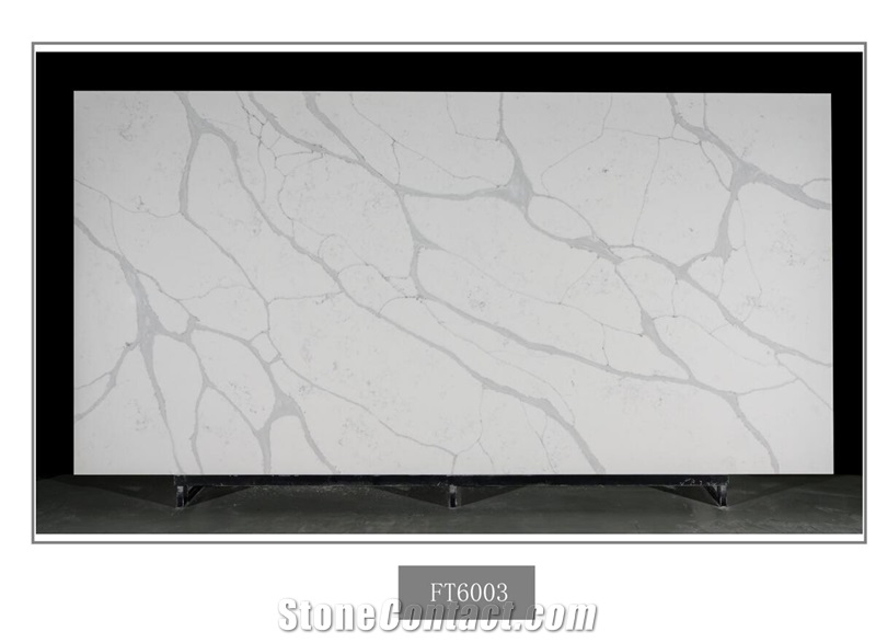 Calacatta White Quartz Artificial Stone Marble Vein Slab