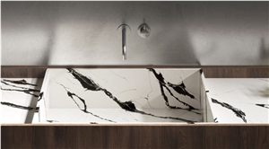 Panda White Quartz Kitchen Island