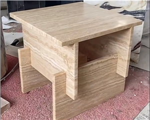 Cheap Factory Price Beige Travertine Bed Side Table Stool