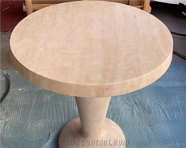 Indoor Natural White Travertine Side Table Stone Stool