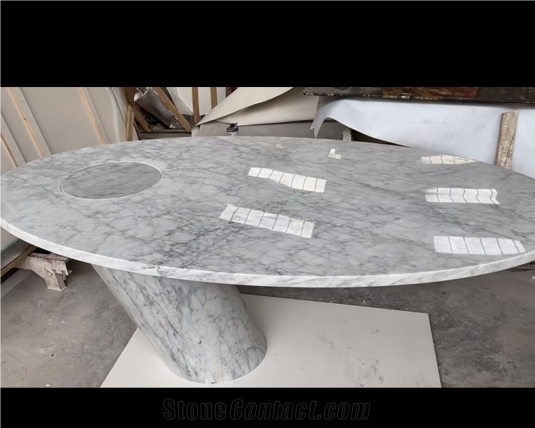 Modern Calacatta Viola White Marble Side Table