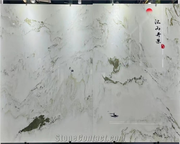 Natural White Landscape Painting Marble For Background Wall