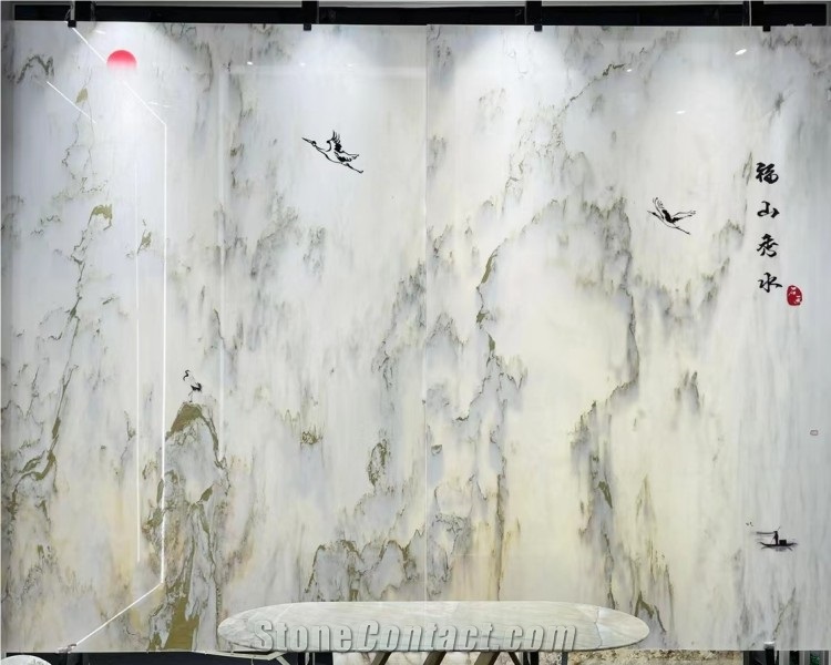 Natural White Landscape Painting Marble For Background Wall