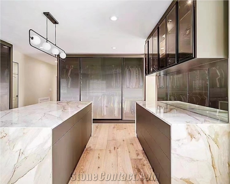 Natural White Stone Calacatta Gold Marble For Countertop