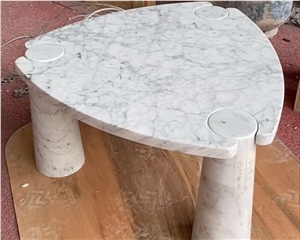 White Stone Carrara Marble Coffee Table Side Table Stool