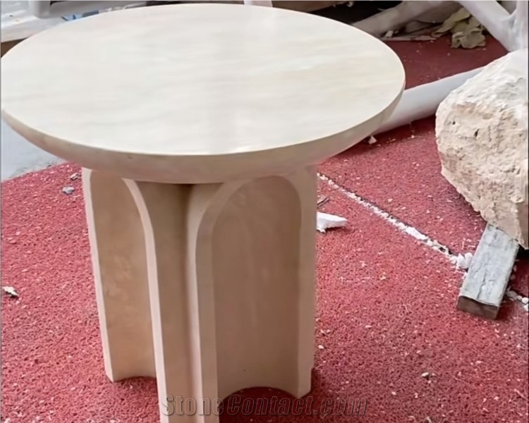 White Travertine Rectangle Shape Coffee Table Living Room