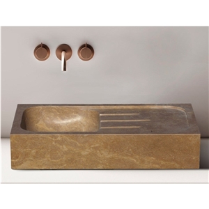 Noce Brown Travertine Natural Stone Farmhouse Sink