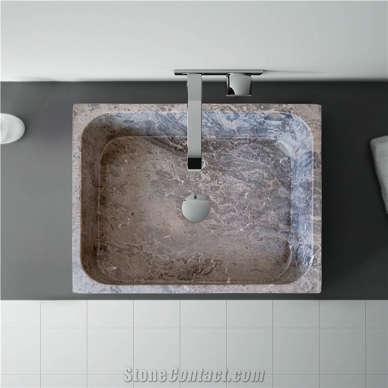 Tundra Gray Marble Farmhouse Rectangular Sink