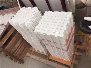 Greece White Thassos Marble Mosaic Tiles Polished