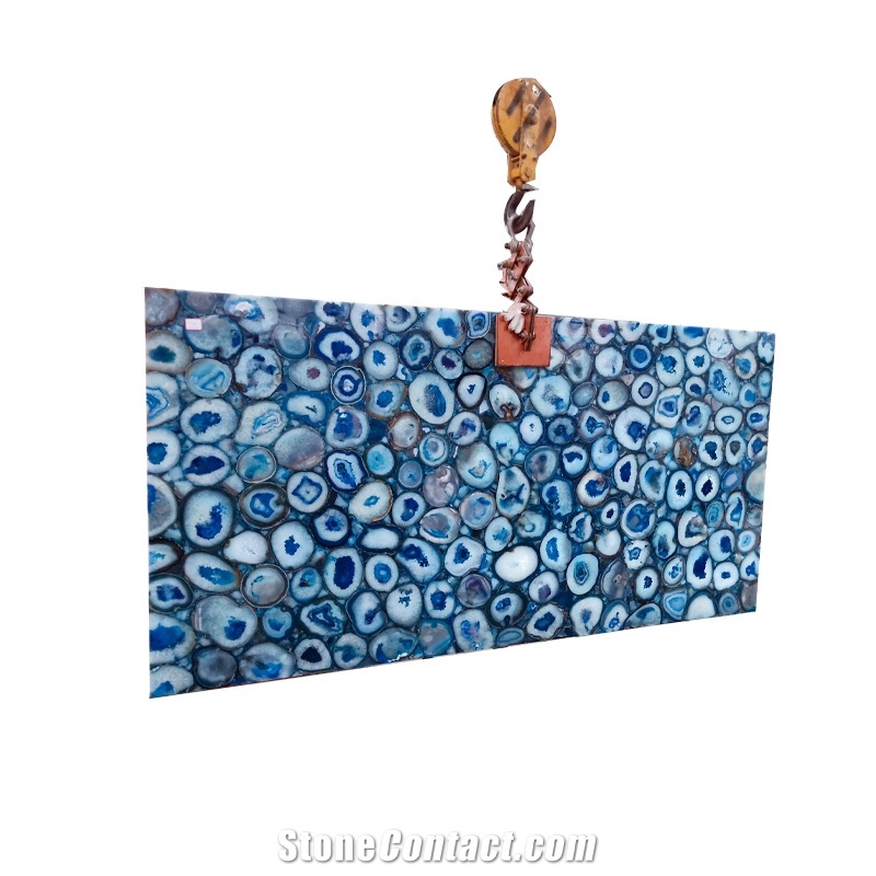 Gemstone Slab Backlit Blue Agate Board